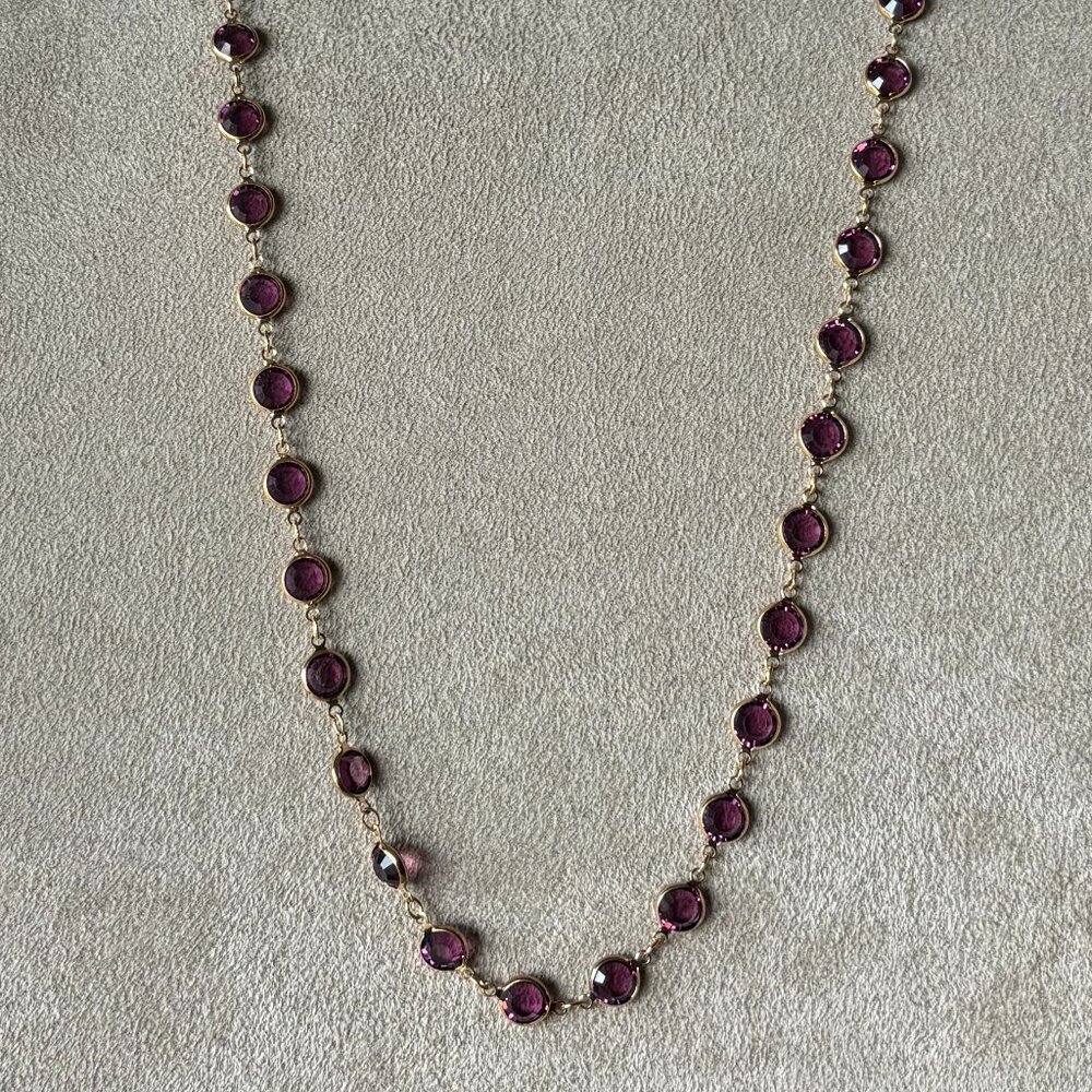 Swarovski Crystal Bezel Necklace Amethyst Color Vintage a